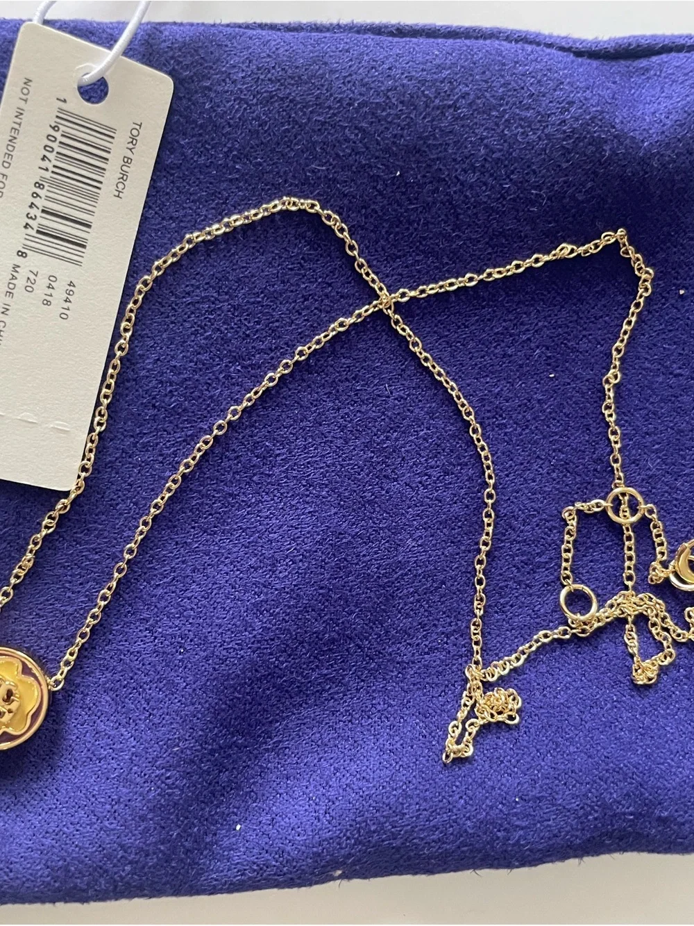 Tory Burch Gold Logo Medallion Necklace 16” to 18”